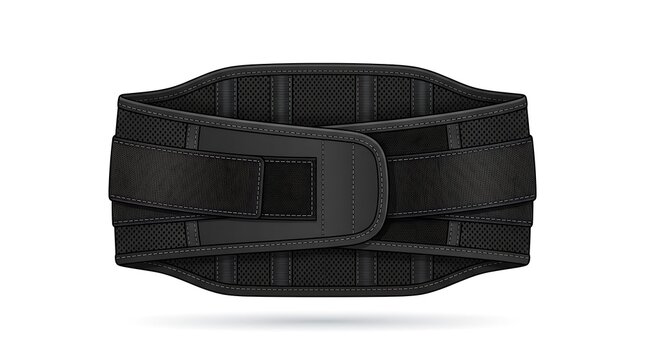 Medical lumbar support belt isolated on white. Orthopedic back brace for spine pain relief.