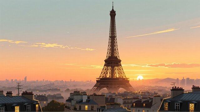 eiffel tower at sunset