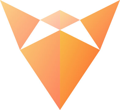 Minimalist orange low poly geometric fox head icon isolated on white background digital graphic illustration