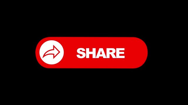 Animated red share button overlay with arrow for social media