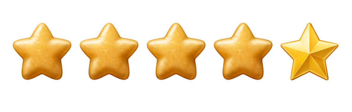 Yellow gold star emoji clipart png set with cute 3d cartoon five point stars different rounded and pointed on transparent background for rating icon symbol logo