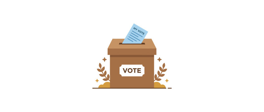 Ballot Box with Vote Sign and Ballot Paper