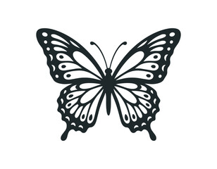Elegant Black and White Butterfly Silhouette Design. © First