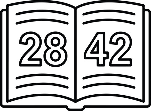 Open Book Page Numbering Line Art Vector Icon