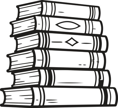 Stacked Book Library Research Collection Line Art Vector Icon