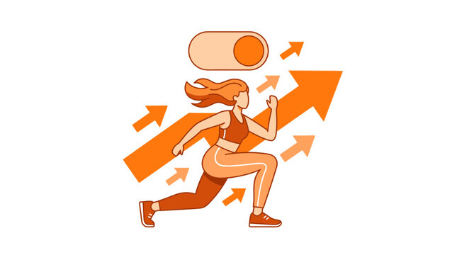 Woman running, progress, fitness, success, motivation, switch