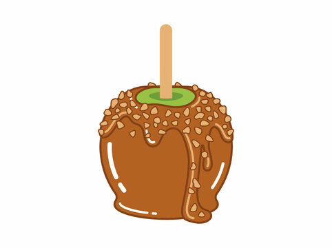 Caramel apple with nut topping