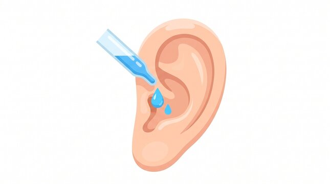 Medical ear dropper applying liquid medicine drops into a human ear for treatment