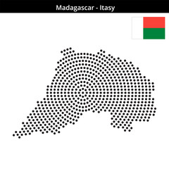 Obraz premium Map of Madagascar region Itasy in concentric medium dots