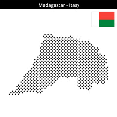 Obraz premium Map of Madagascar region Itasy in medium sized cross shaped dots