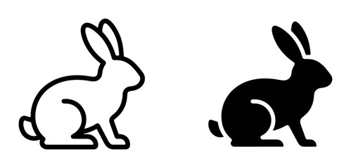 Obraz premium Rabbit Icons, Line Art and Silhouette, Vector Graphics for Animal Lovers and Easter Themes