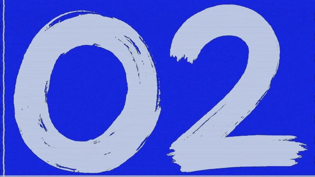 Blue digital countdown timer with white numbers and scanlines