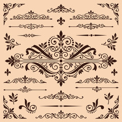 Elegant Ornate Scrollwork and Floral Design Collection. © e8studio