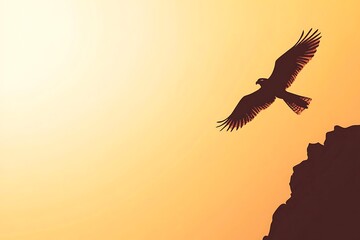 Fototapeta premium Bird in flight at sunset