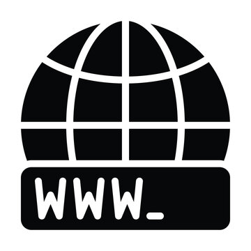 Website Icon. Globe icon. World icon. Www icons with cursor. Isolated Vector Solid Icon, 