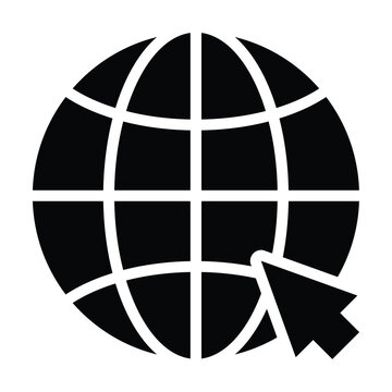 Global Internet and Web Click Cursor Symbol Vector Illustration, Isolated Vector Solid Icon, 