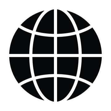 Global network world globe grid icon for internet and international business, Isolated Vector Solid Icon, 