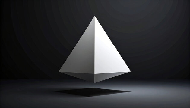Minimalist 3D White Octahedron Geometric Shape Floating on Dark Grey Background