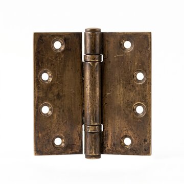 Vintage brass door hinge on a white background