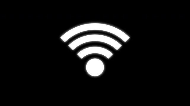 Wifi signal icon animation on black background. internet, wi-fi network, Broadcasting area with Wi-fi icon animation in 4k video