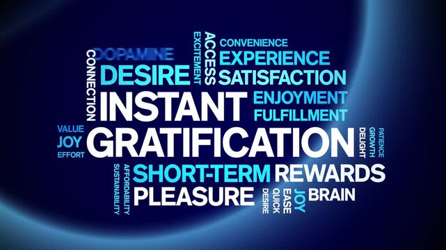 instant gratification insurance animated word cloud-text design animation tag kinetic typography seamless loop.