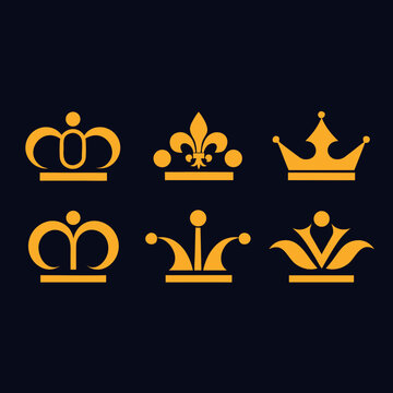 Luxury Golden Crown Vector Collection with Elegant Heraldic Symbols