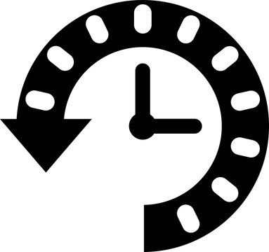 Clockwise arrow icon indicating progress or forward movement. Circular time symbol for efficiency, productivity, and direction in design