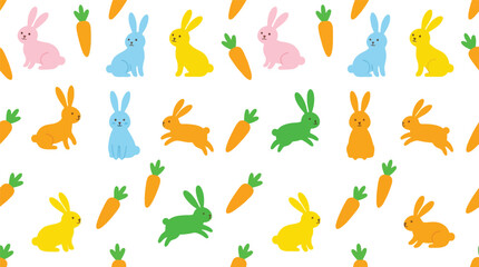 Obraz premium Playful easter bunny and carrot seamless pattern with seamless, celebration