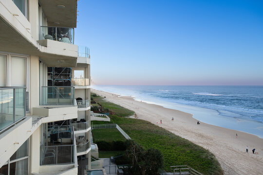 view of Gold Coast beach from waterfront apartment