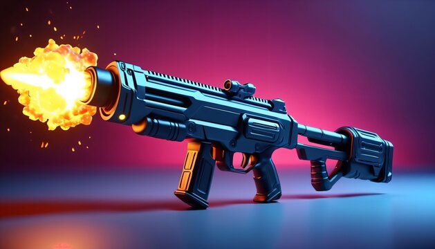 Futuristic plasma rifle firing energy blast