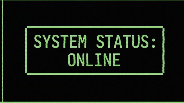 Retro green terminal screen with computer code and loading text