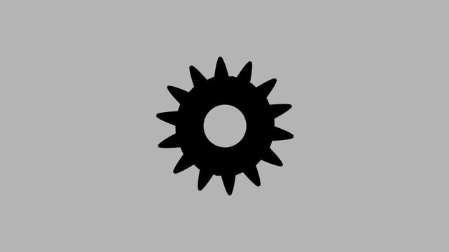Abstract neon color neon gear settings icon on black background with on 4k video, Neon blue and red glowing three gears interlocking spinning loop animation