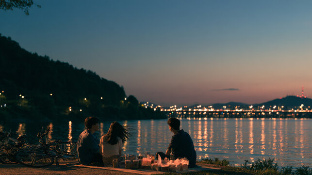 Han River Picnic on a Tropical Summer Night in Seoul
