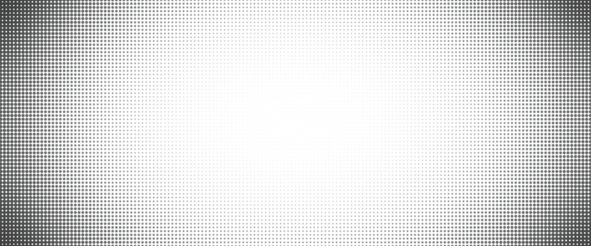 Grunge halftone gradient background. Faded grit noise texture. White and black sandy wallpaper. Retro pixelated backdrop. Anime or manga style comic overlay. Vector graphic design textured template