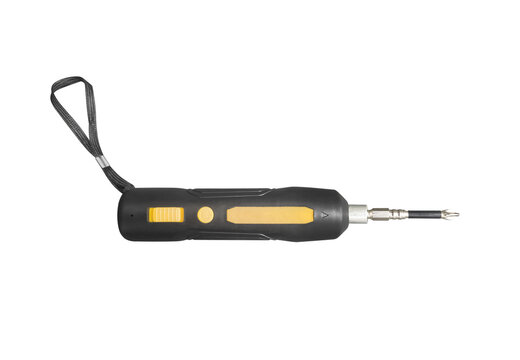 Electric screwdriver, mobile screwdriver isolated on white