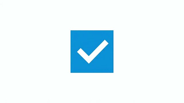a hand cursor clicks on a square box to select a checkbox icon turning it blue with a white checkmark on a clean white background