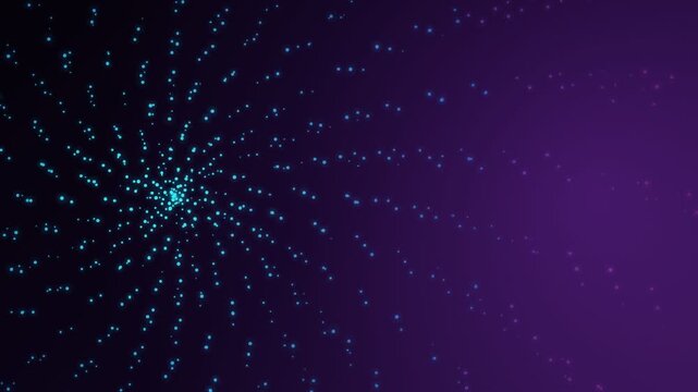Abstract particle spiral background with glowing blue digital data