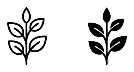 Fototapeta premium Minimalist Plant Icons, Simple Botanical Vector Graphics, Clean Leaf Line Art, Organic Growth Symbols, Nature Elements Set