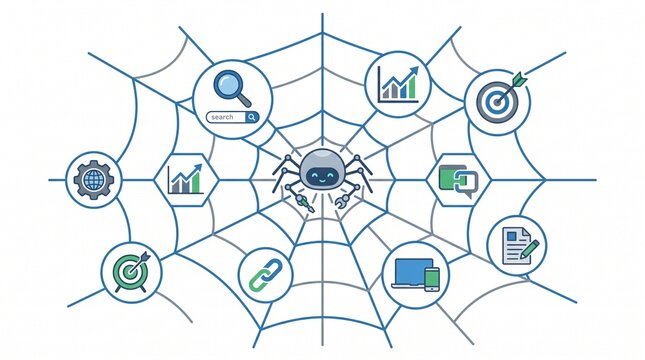 SEO Web Crawler Spider Bot Digital Marketing Concept