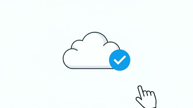 Minimalist icon of a cloud with a download symbol representing file storage cloud computing data transfer or network file management services in digital technology
