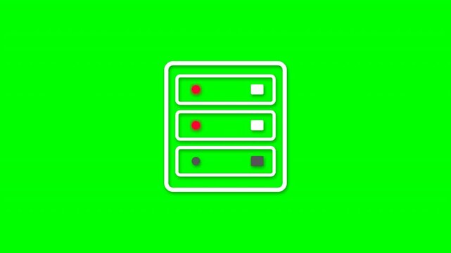 Cloud infrastructure server rack icon on green screen