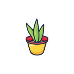 Fototapeta premium Cute Potted Snake Plant Succulent Vector Illustration