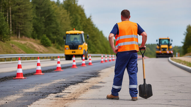Road worker at work 