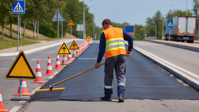 Road worker at work 