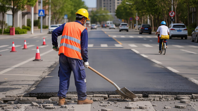 Road worker at work 