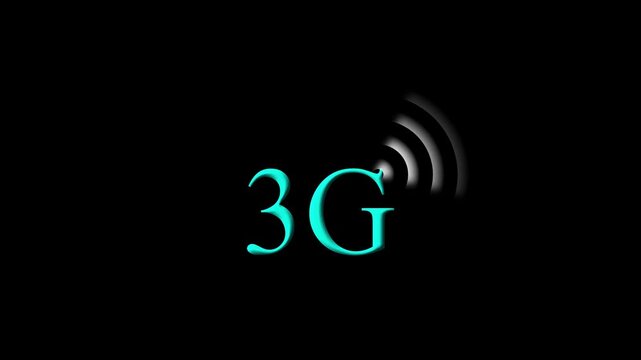 Cyan 3G Text Revealed by Dynamic Light Rays on Black Background. Futuristic Mobile Network Animation, Wireless Internet Connectivity, Digital Communication and Telecom Concept 4k animation.