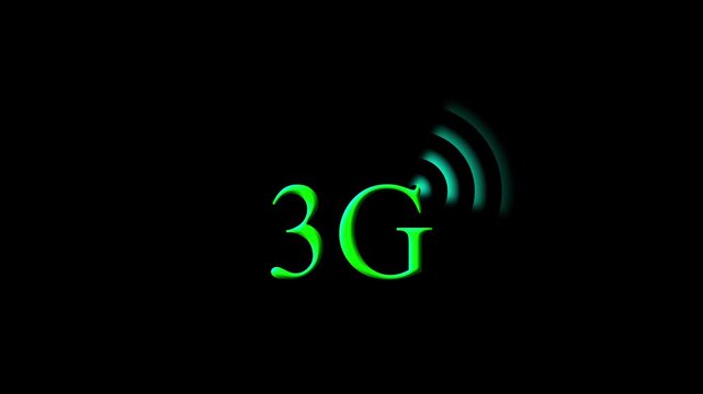 Green 3G Text Revealed by Dynamic Light Rays on Black Background. Futuristic Mobile Network Animation, Wireless Internet Connectivity, Digital Communication and Telecom Concept 4k animation.