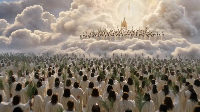 A Great Multitude Standing Before the Throne and the Lamb, Scene From the Book of Revelation