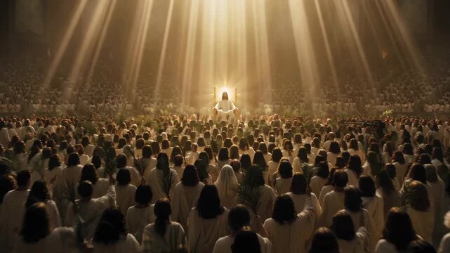A Great Multitude Standing Before the Throne and the Lamb, Scene From the Book of Revelation