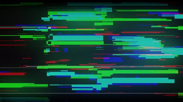 Abstract digital glitch animation with colorful RGB distortion, noise, and data corruption effects Video 4K
